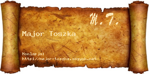 Major Toszka névjegykártya